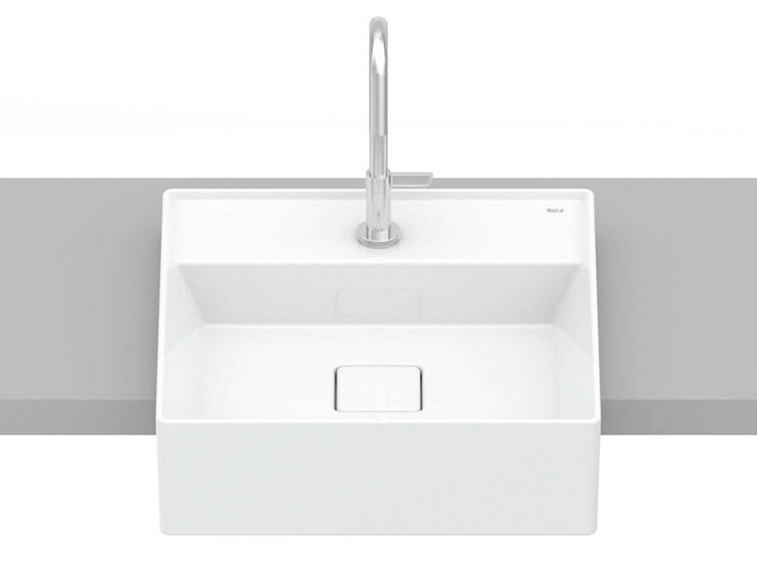 Cuba de semi encaixe 400x400 com mesa Terra Branco T10 - Roca
